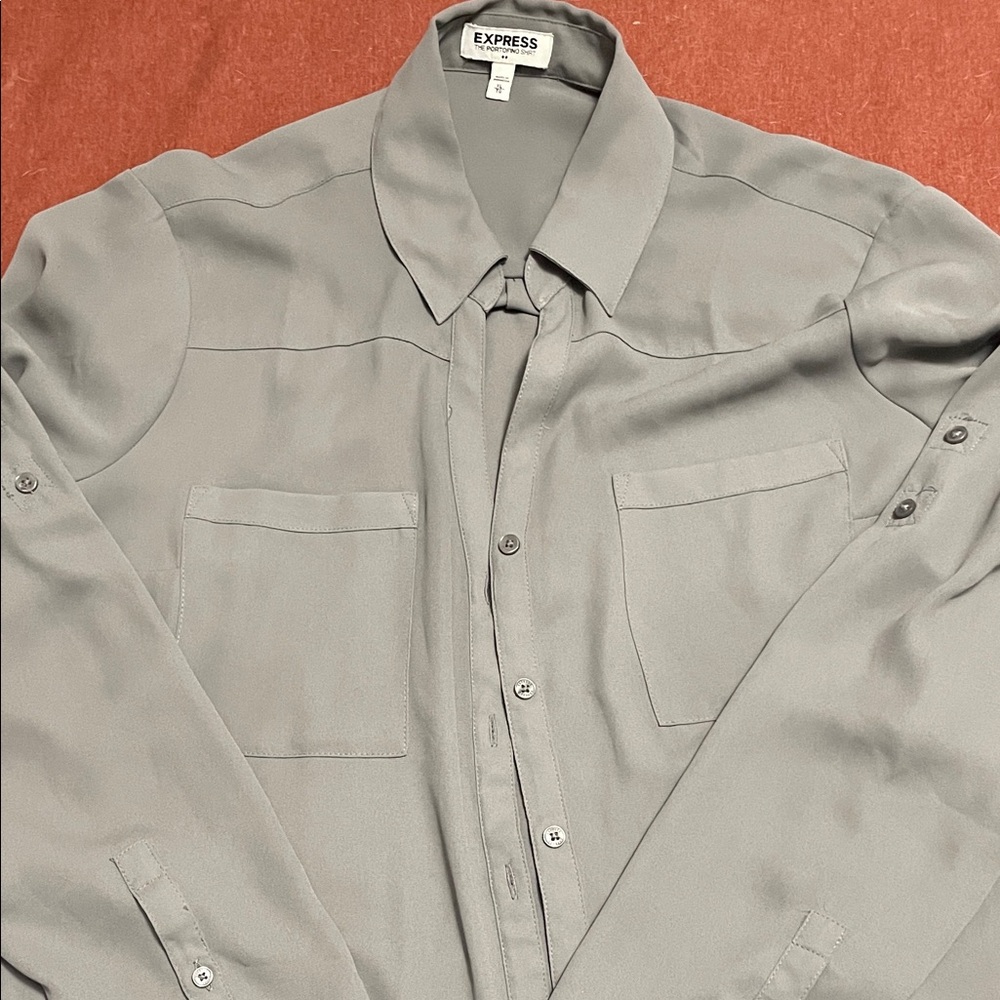 Express Gray portofino Button-Down Shirt